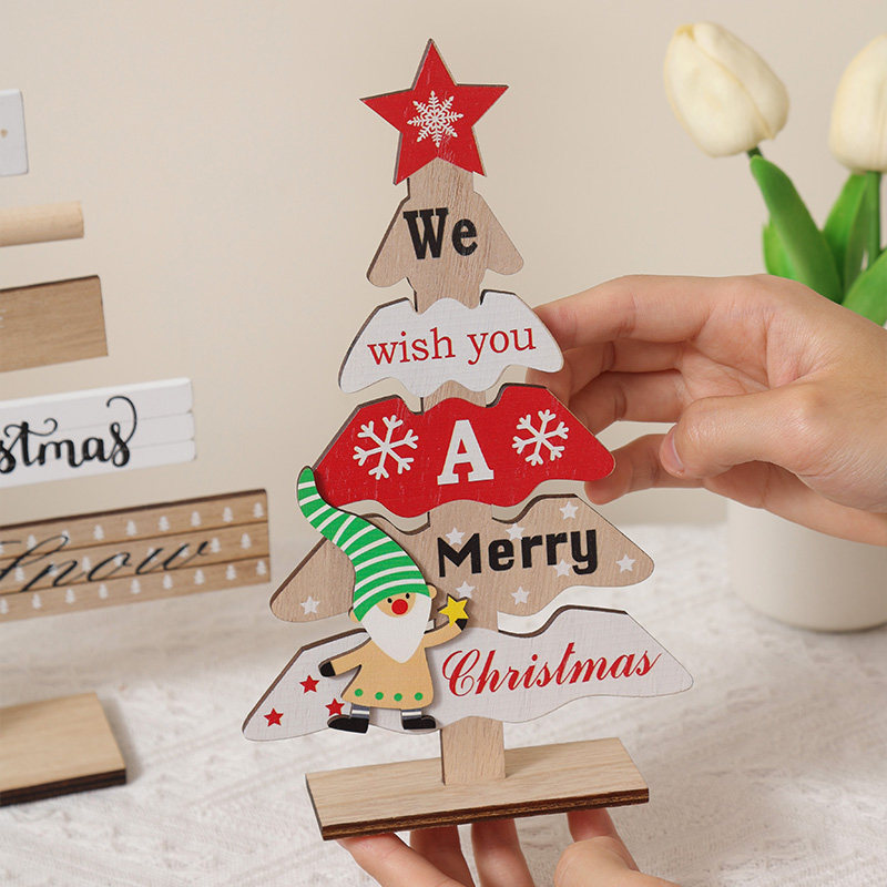 迷饰木质圣诞树桌面摆件