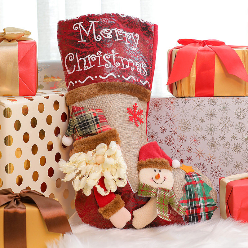 迷饰圣诞袜子礼物袋大号老人雪人糖果袜场景吊饰挂饰圣诞节装饰品