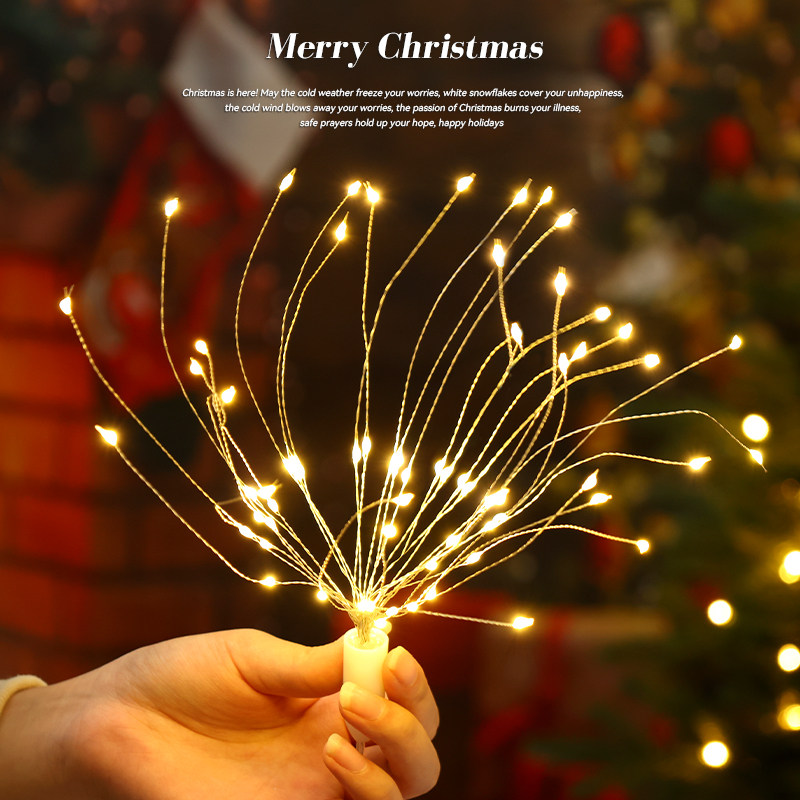 迷饰 圣诞节装饰品圣诞树灯串挂饰LED烟花灯户外家用装饰氛围灯串