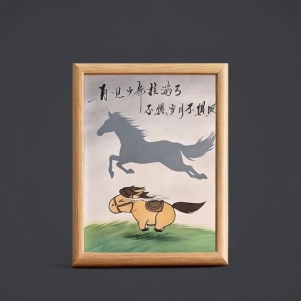 再见少年拉满弓书法摆台相框