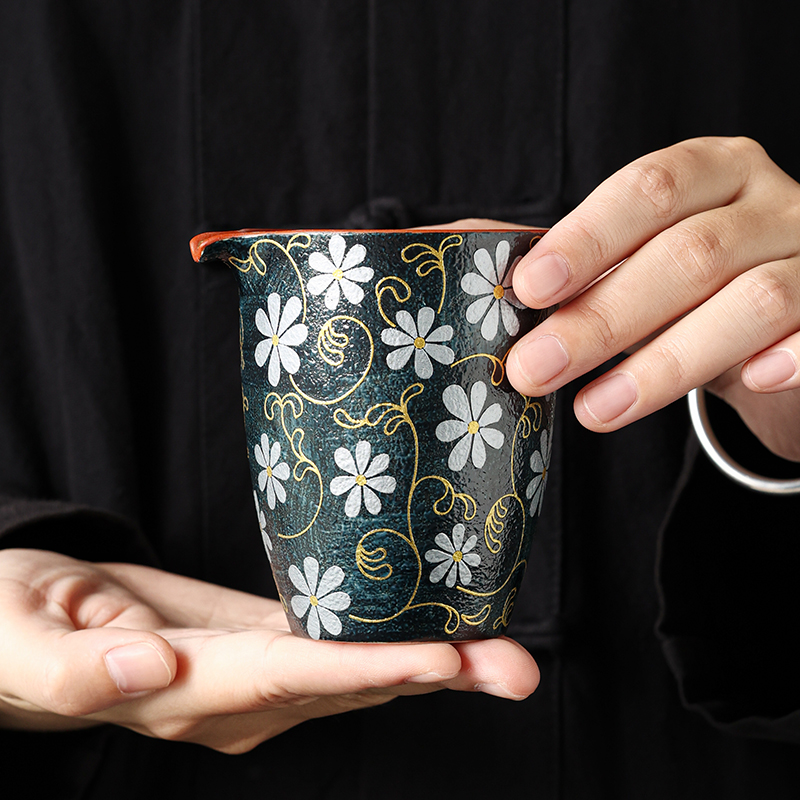 火山石釉金蔓雏菊陶瓷公道杯2025新款泡茶高档大号分茶器功夫茶具