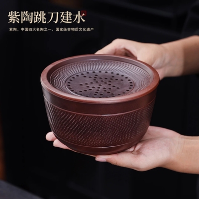 云南紫陶茶渣缸渣桶废水缸茶道茶台建水自带过滤简易茶具配件水盂