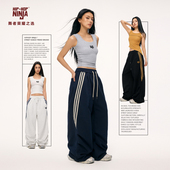 NINJA美式 潮牌宽松卫裤 三条杠运动裤 HIPHOP 女跳爵士舞嘻哈休闲裤