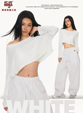 HIPHOP NINJA街舞嘻哈女短款慵懒风露脐跳舞罩衫爵士舞上衣多色