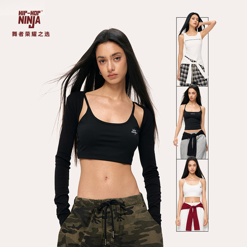 HIPHOP NINJA美式系腰开衫上衣女街舞跳爵士舞超短款罩衫腰搭潮牌