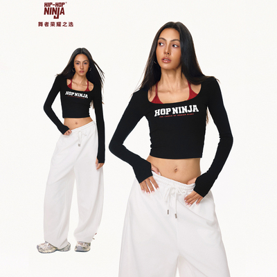 女爵士舞假两件打底长袖