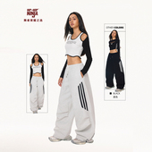 女跳爵士舞嘻哈休闲长裤 HIPHOP NINJA街舞弦月拼接运动裤 kpop潮牌