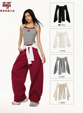 HIPHOP NINJA街舞潮牌个性系腰罩衫跳爵士舞显瘦开衫上衣美式腰搭