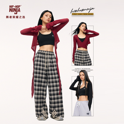 HIPHOP NINJA街舞网纱腰搭上衣女跳爵士舞系腰开衫长袖飘逸感潮牌