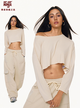 HIPHOP NINJA街舞嘻哈短款慵懒风露脐女爵士舞罩衫上衣多色跳舞