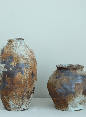 景德镇陶瓷花瓶复古怀旧手工酒店民宿诧寂风插花禅意摆件粗陶罐子