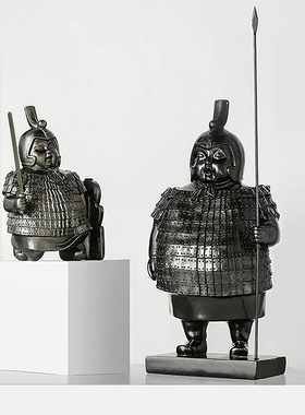 新中式摆件树脂工艺品创意复古兵马俑客厅家居办公室桌面装饰礼物