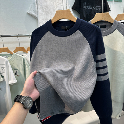 男士毛衣春秋冬季针织衫高端品牌上衣服tb开叉美式休闲高级感线衣