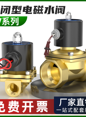 2W常闭电磁阀水阀24V铜开关控制阀AC220V不锈钢气阀2/3/4分DC12V