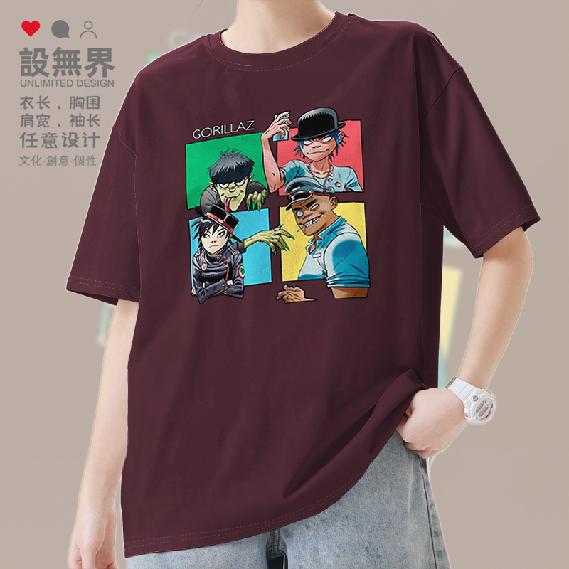 Gorillaz英国卡通虚拟乐队摇T恤