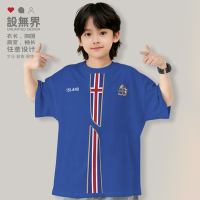 冰岛Iceland国家徽章男女落肩T恤