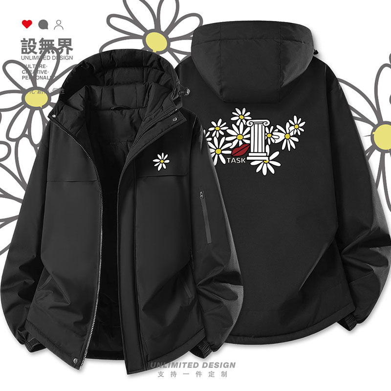创意插画野菊雏菊朵朵开BLOOM加厚棉服男女小清新日系外套设 无界