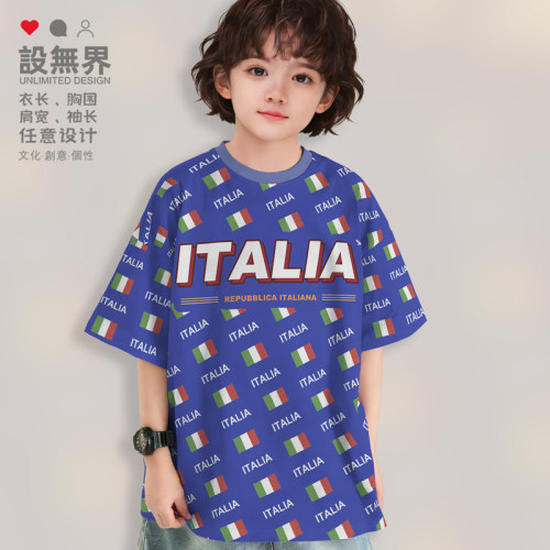 意大利Italy国旗标志速干落肩T恤