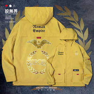 罗马帝国Roman Empire标志连帽夹克男女服装学生潮外套秋设 无界