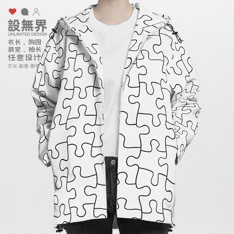 拼图手绘线稿图案创意设计趣棉服