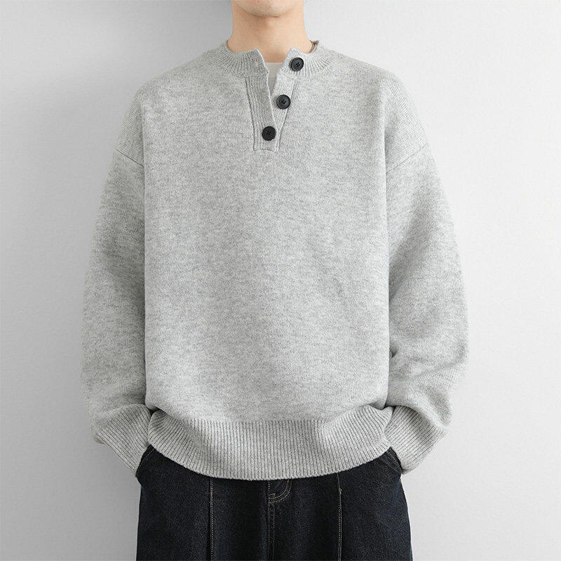 日系慵懒风V领毛衣一体绒线衣