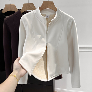 姐妹们~巨显瘦小蛮腰开衫卫衣超细腻羊毛蚕丝外套双面绒打底上衣