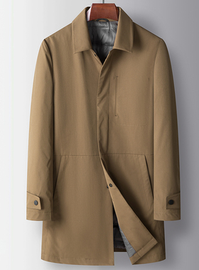 ODM公司单！风衣版型！冬季中长款羽绒服行政级商务休闲翻领外套