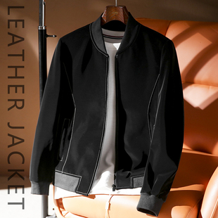 立领真皮皮衣男 稀有绵羊皮明线皮夹克外套时尚 帅到爆 柜场品质