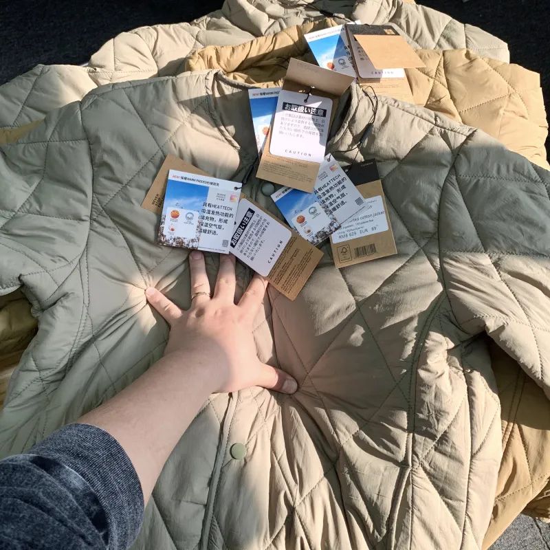 古着系菱形衍缝保暖棉衣日系