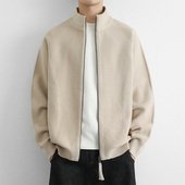 外套春季 韩版 潮流宽松时尚 极简老钱风针织开衫 毛衣休闲夹克拉链衫