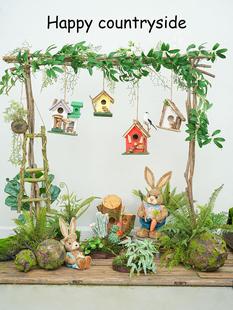 森系幼儿园环创空中吊饰微景观布置材料挂饰木质创意鸟窝彷真绿植