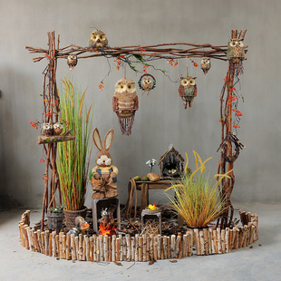 猫头鹰田园摆件幼儿园森系植物角户外装饰园区景观别墅庭院花园