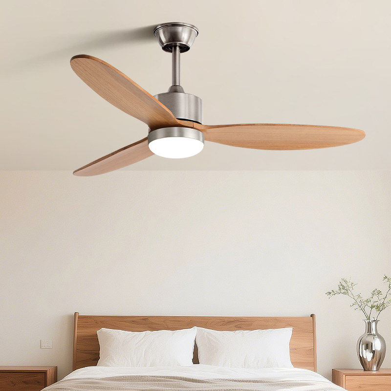 新款餐厅风扇灯新款家用中古风客厅电扇灯复古卧室一体变频吊扇灯