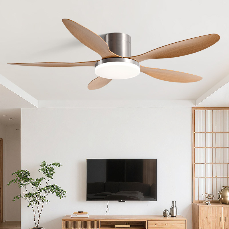 北欧简约风扇灯客厅餐厅家用复古吸顶吊扇灯带灯变频遥控电扇吊灯