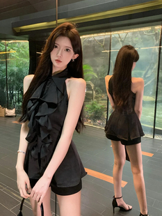 XZY 别致性感衬衣 欣争艳 微胖mm纯欲风辣妹荷叶边露肩上衣女夏季