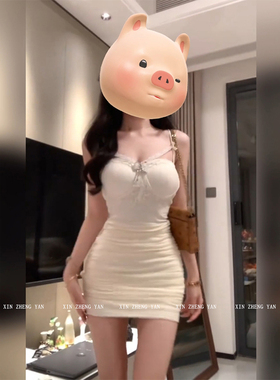 XZY/欣争艳 微胖mm纯欲性感网纱拼接吊带裙女25年夏辣妹包臀短裙