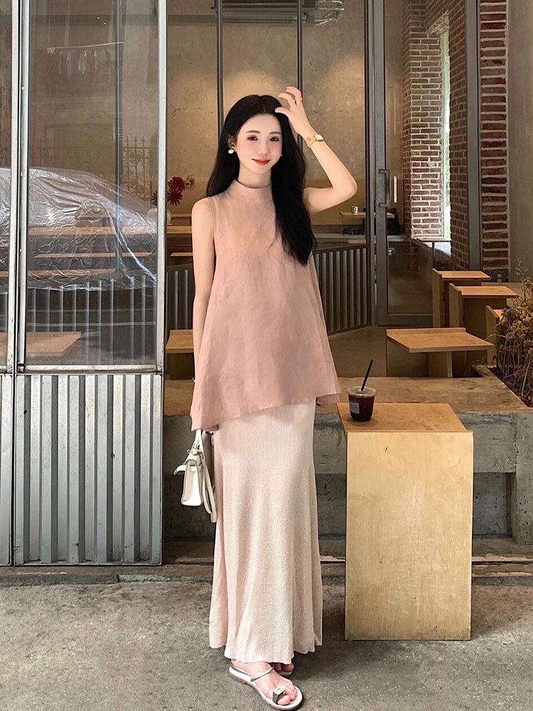 XZY/欣争艳 微胖mm简约气质温柔风套装女夏季无袖背心包臀半身裙,女装/女士精品,大码套装,淘宝优惠券,粉丝福利购,淘宝优惠卷