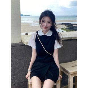 背心包臀半裙三件套 XZY 微胖韩系甜美内搭白色短袖 衬衫 女25年夏季