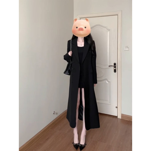 高级气质御姐风黑色风衣外套女