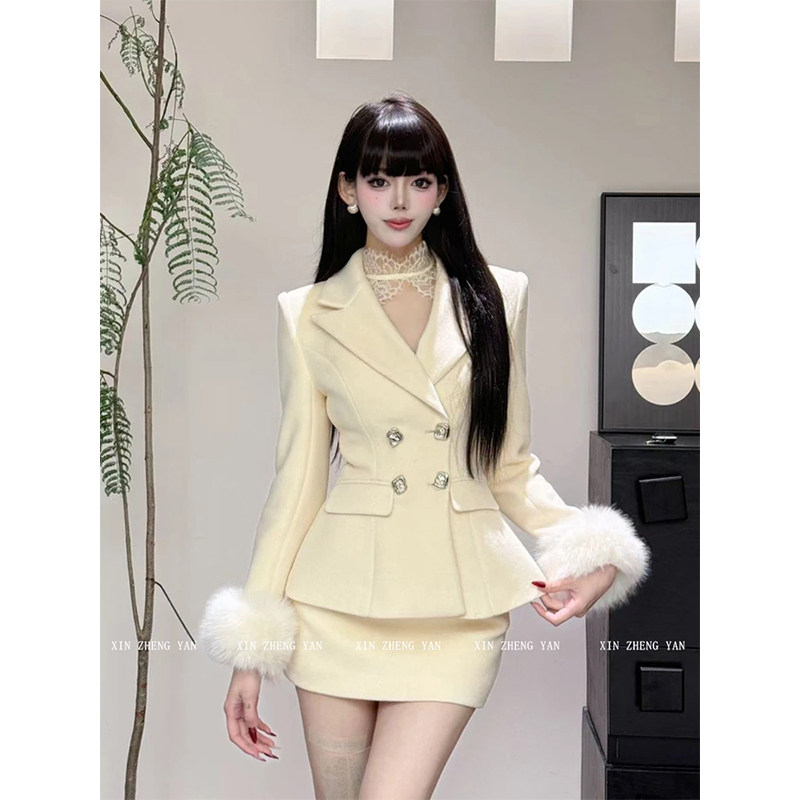 XZY/欣争艳 微胖mm法式名媛气质收腰毛呢外套女秋冬富家千金套装,女装/女士精品,大码套装,淘宝优惠券,粉丝福利购,淘宝优惠卷