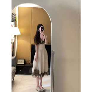 独特绝美性感长裙 古早纯欲花边吊带连衣裙女26年夏季 XZY 微胖法式