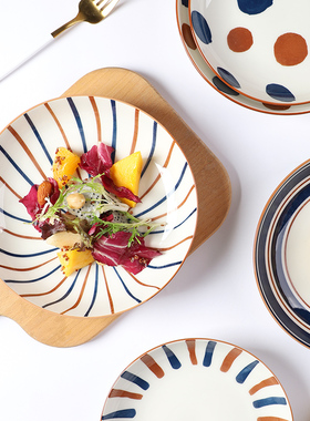 洋东窑 日式家用陶瓷菜盘子创意餐具个性ins西餐盘深菜盘饭盘800