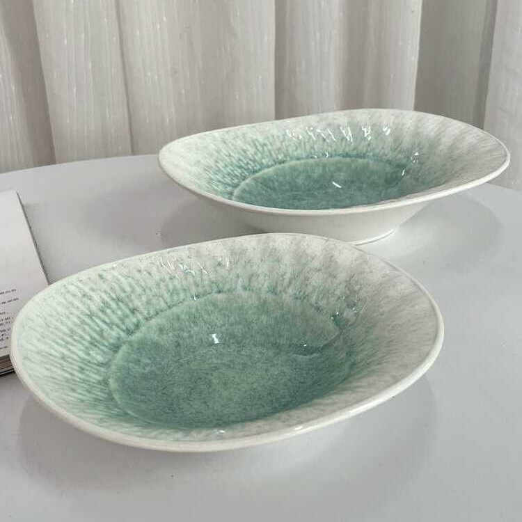 窑变中西餐沙拉盘餐厅菜盘冷菜盘碗陶瓷商用面碗汤盘创意深盘面碗