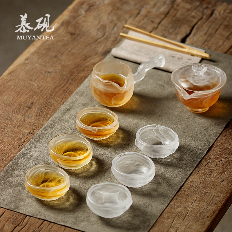 慕砚 琉璃侧把公道杯 古法打造 功夫茶具匀杯 墨韵禅意手工分茶器