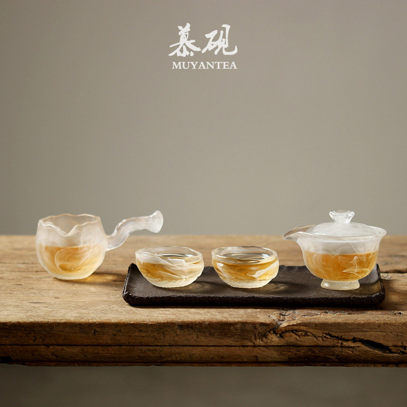 慕砚 琉璃侧把公道杯 古法打造 功夫茶具匀杯 墨韵禅意手工分茶器