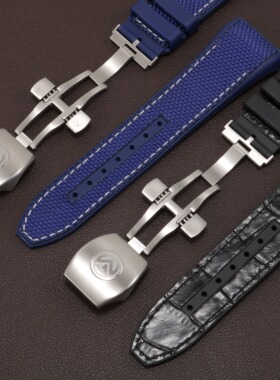 适配FM法兰克穆勒真皮硅胶手表带原款法穆兰V45游艇蓝橡胶带28mm