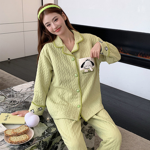 巫妹妹月子服春秋纯棉产后孕妇睡衣10月份11冬空气棉哺乳家居服12