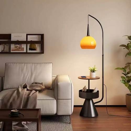 落地灯中古风卧室床头一体柚子灯