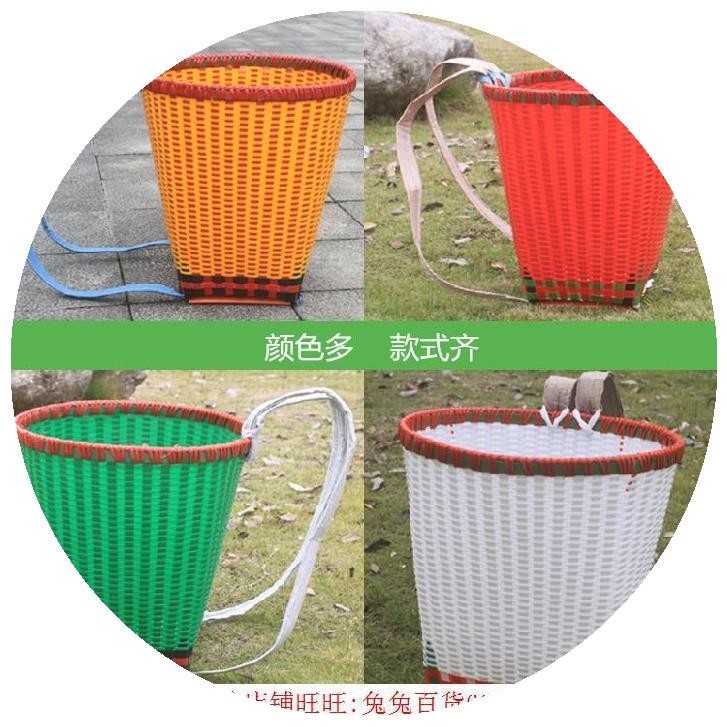 采蘑菇的小姑娘背篓背篼竹买菜镂空室外藤篮子编织筐背笼塑料胶带