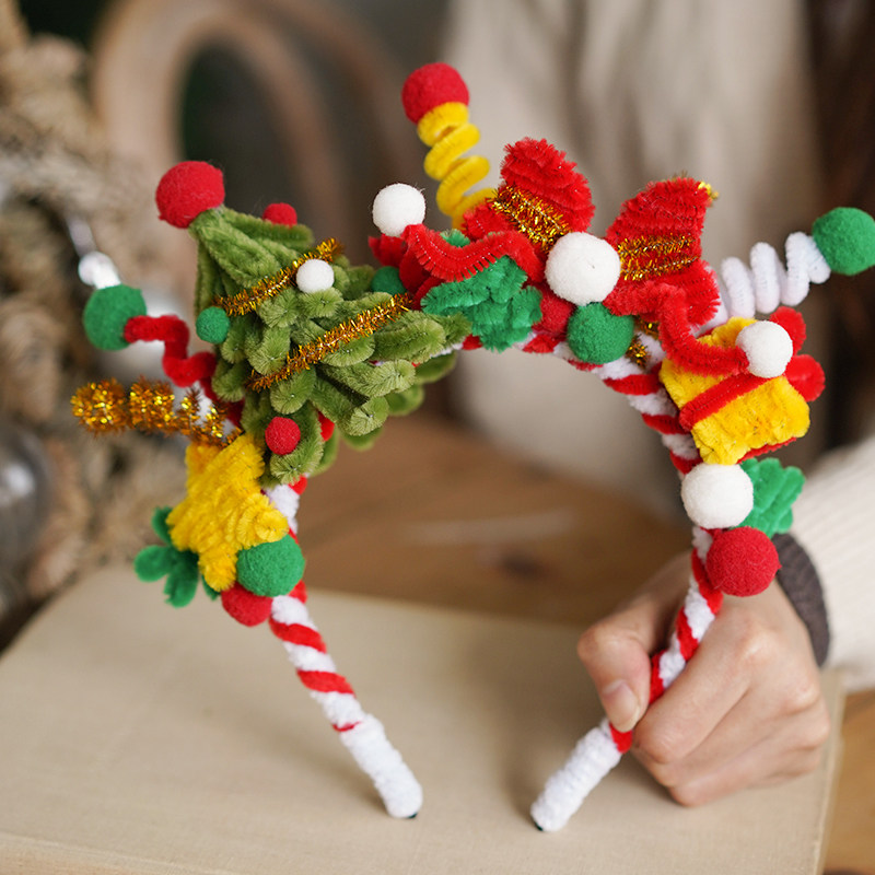 扭扭棒圣诞节头饰diy材料包儿童手工自制圣诞发箍发卡创意礼物